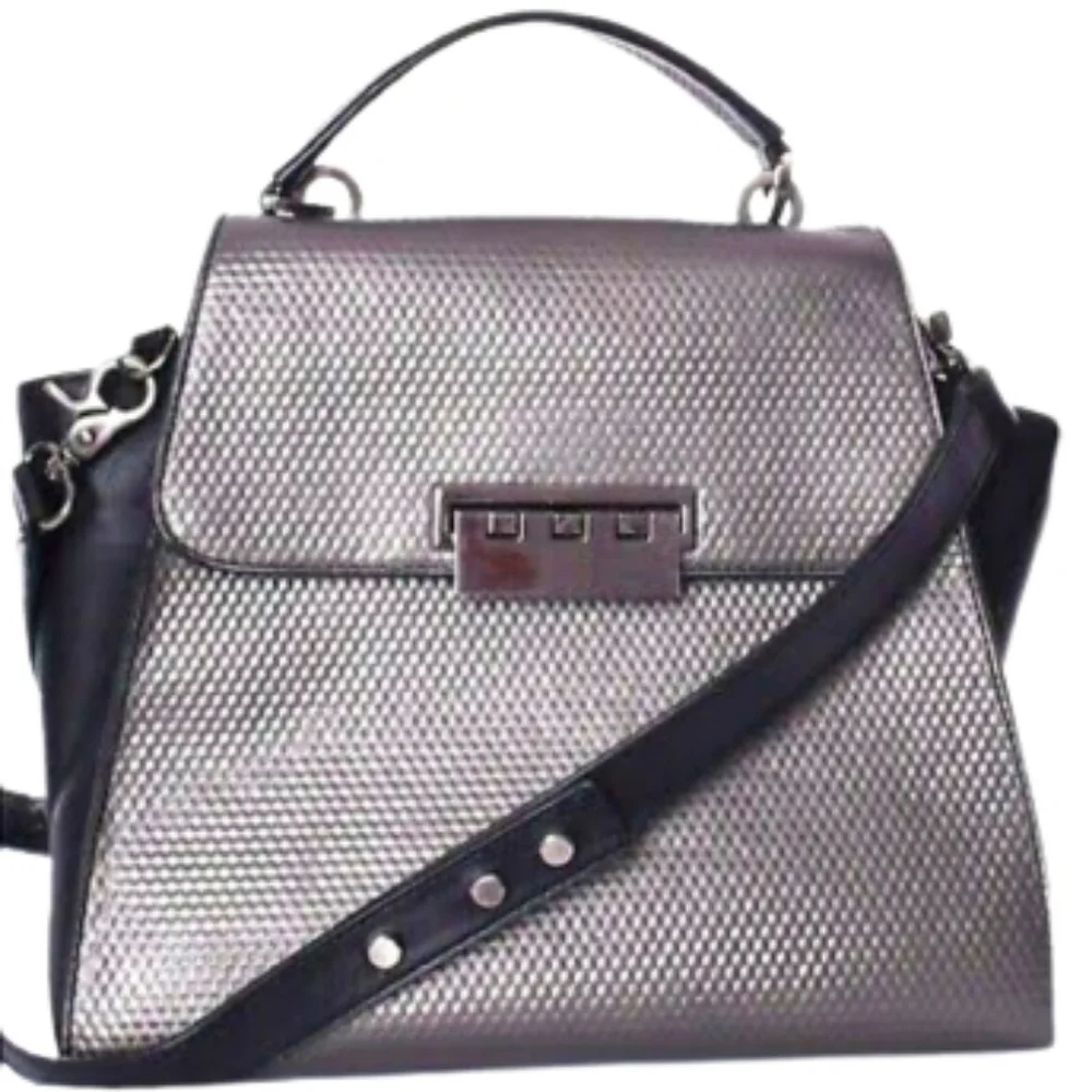 Zac Posen Black and Gunmetal Eartha Satchel